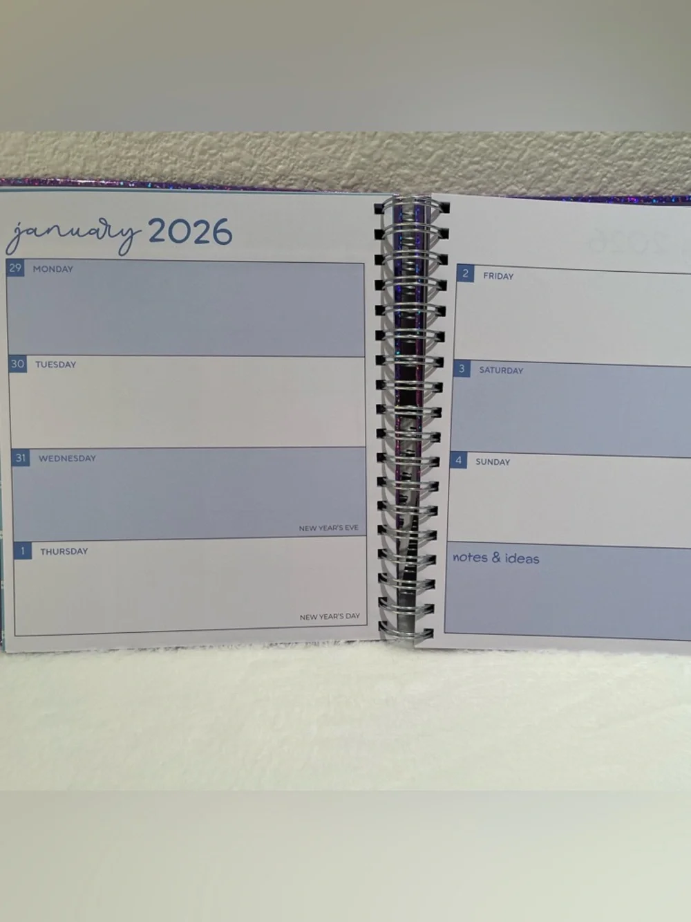 Glittery Weekly/12 Month Spiral Planner - JAN to DEC 2026. NWT.